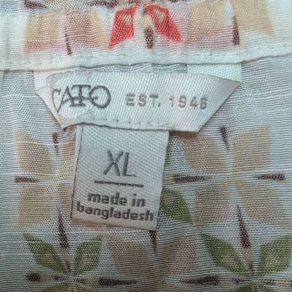 Cato Blue Cream Tie Front 3/4 Sleeve Blouse - Picture 9 of 9